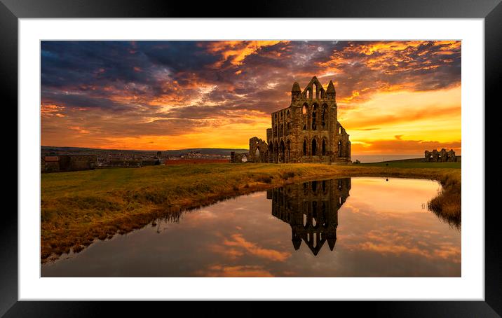 Whitby Abbey Sunset Framed Mounted Print by Tim Hill