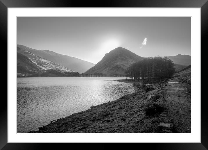 Fleetwith Pike Sunrise Black and White Framed Mounted Print by Tim Hill
