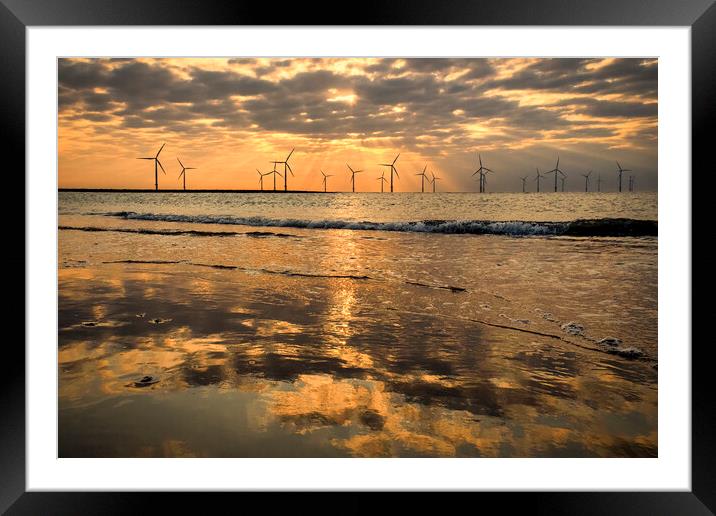 Golden Hour: Redcar Beach South Gare Framed Mounted Print by Tim Hill