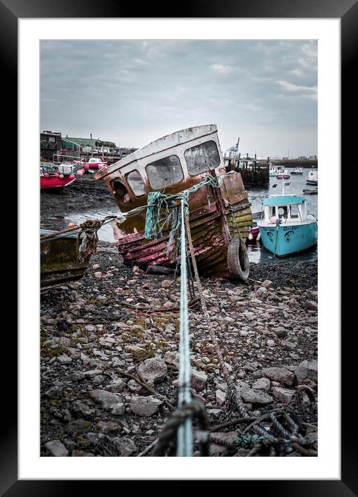 Half a Boat: Paddy's Hole South Gare Framed Mounted Print by Tim Hill