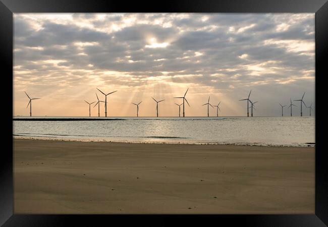 Redcar Wind Farm at South Gare Framed Print by Tim Hill