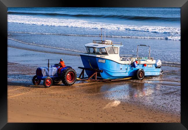 Redcar Beach Tractor: Redcar Fishing Fleet Framed Print by Tim Hill