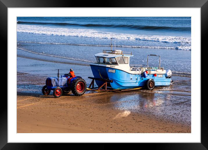 Redcar Beach Tractor: Redcar Fishing Fleet Framed Mounted Print by Tim Hill