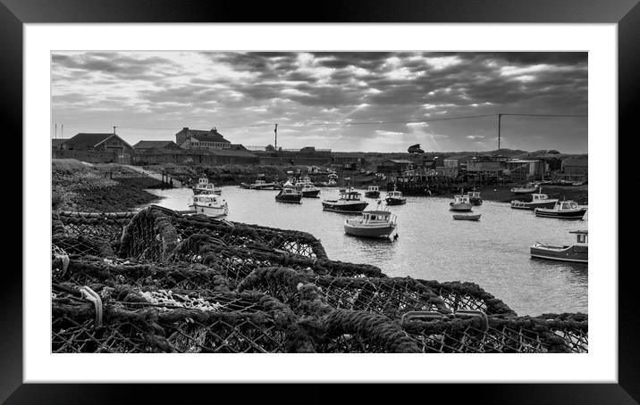 Paddy's Hole Black and White, South Gare Framed Mounted Print by Tim Hill