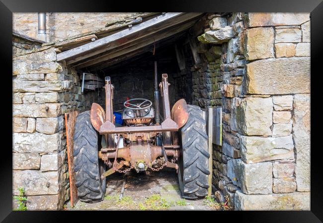 Rusty Vintage Tractor: Muker Village Swaledale Framed Print by Tim Hill