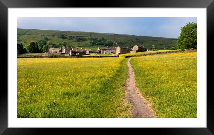 Muker Village and Stunning Buttercup Meadows Framed Mounted Print by Tim Hill