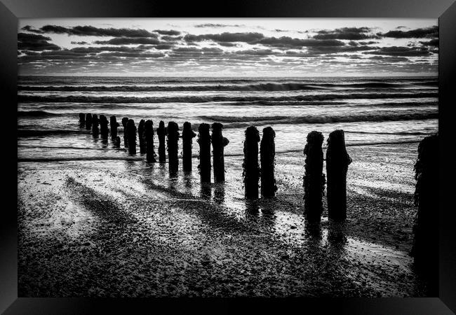 Sandsend Seascape Black and White Framed Print by Tim Hill