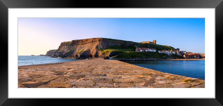 Whitby East Cliff Panoramic Framed Mounted Print by Tim Hill