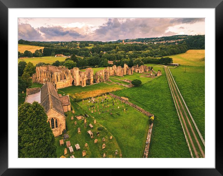 Easby Abbey and Church Yorkshire Framed Mounted Print by Tim Hill