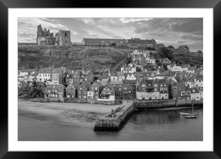 Whitby Black and White Framed Mounted Print by Tim Hill