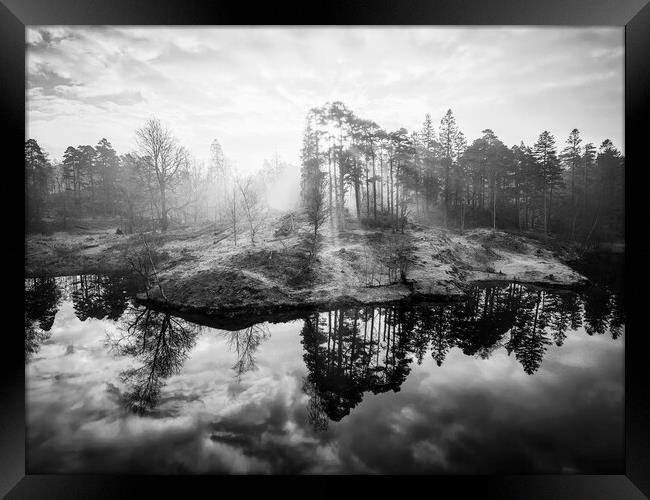 Tarn Hows Sunrise Black and White Framed Print by Tim Hill