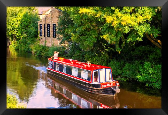 Hebden Bridge Canal Boat Framed Print by Tim Hill