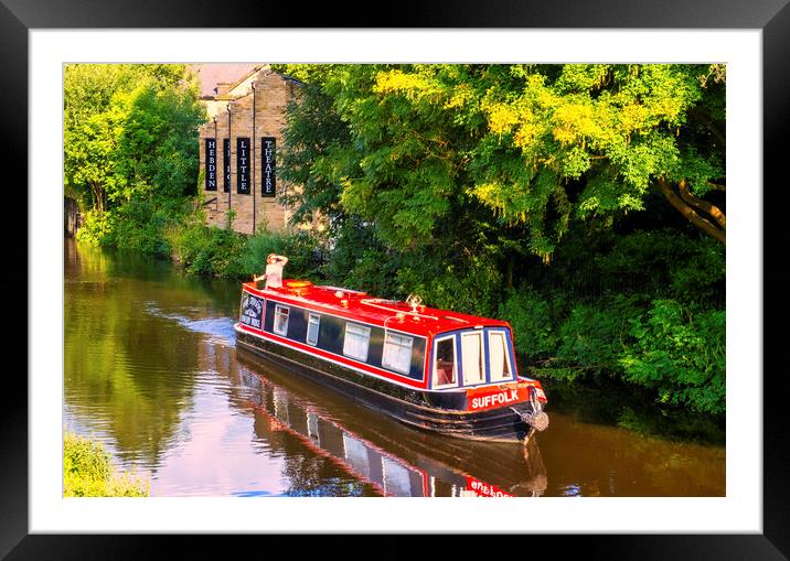 Hebden Bridge Canal Boat Framed Mounted Print by Tim Hill