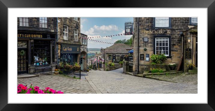 Haworth Main Street Panoramic Framed Mounted Print by Tim Hill