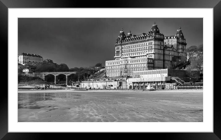 Scarborough Grand Hotel Black and White Framed Mounted Print by Tim Hill