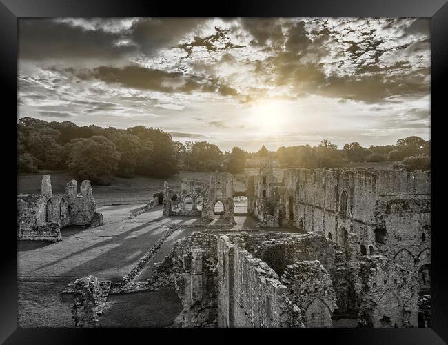 Easby Abbey Black and Light Framed Print by Tim Hill