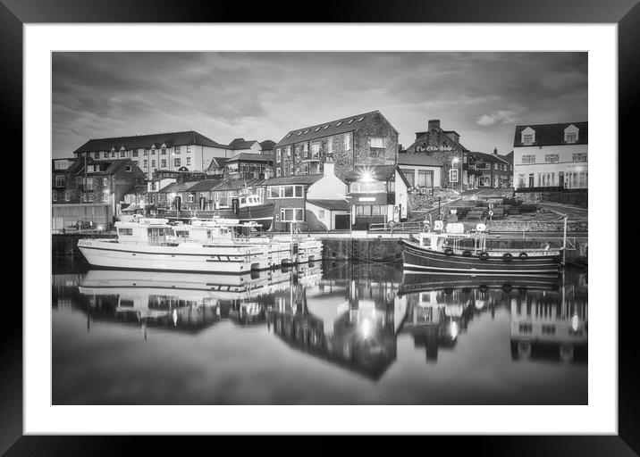 Seahouses Black and White Framed Mounted Print by Tim Hill
