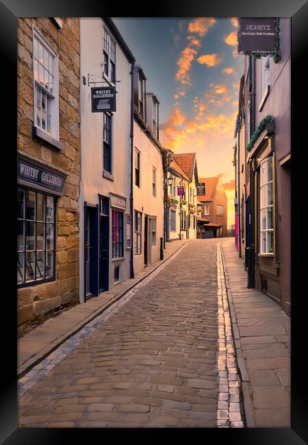 Whitby Shambles at Sunrise Framed Print by Tim Hill