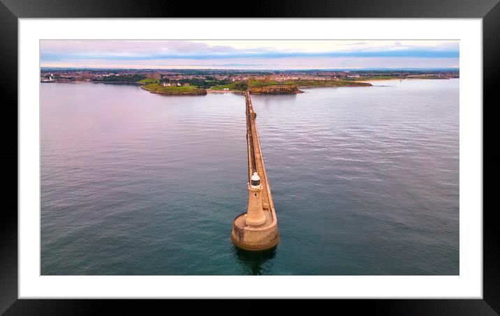 Tynemouth North Pier towards Tynemouth Priory Framed Mounted Print by Tim Hill