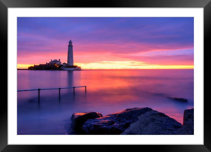St Mary's Lighthouse Sunrise Framed Mounted Print by Tim Hill