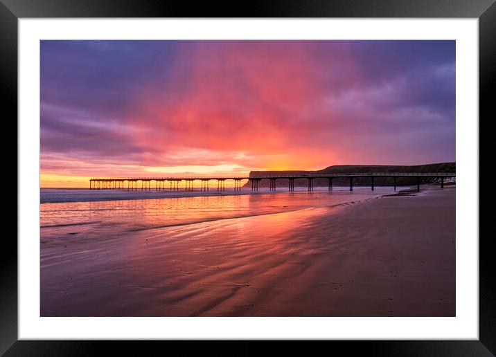 Rainy Sunrise: Saltburn by the sea Framed Mounted Print by Tim Hill