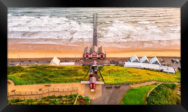 Saltburn Cliff Lift and Pier Framed Print by Tim Hill