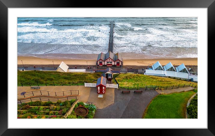 Saltburn Cliff Lift and Pier Framed Mounted Print by Tim Hill