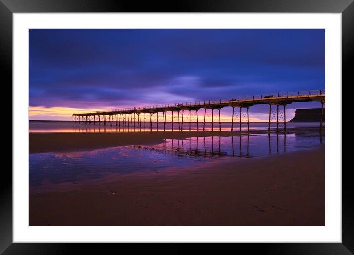 Saltburn Pier at Blue Hour Framed Mounted Print by Tim Hill