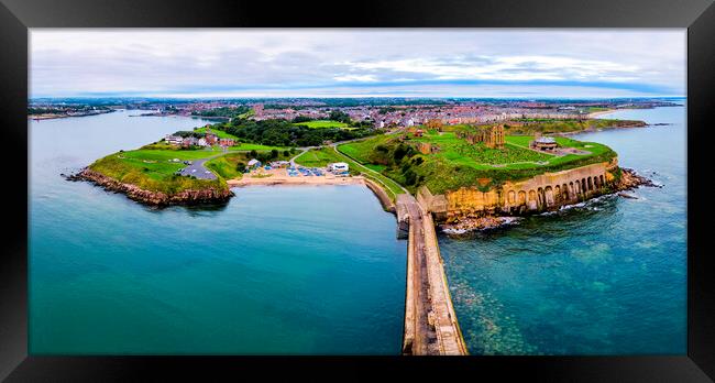 Tynemouth Priory Aerial Panoramic Framed Print by Tim Hill