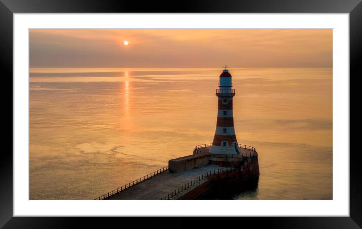 Roker Lighthouse Sunderland Framed Mounted Print by Tim Hill