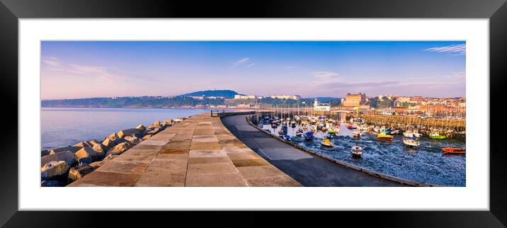 Scarborough East Pier Panoramic Framed Mounted Print by Tim Hill
