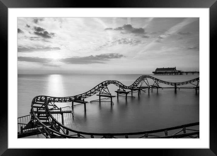 Cleethorpes Beach Roller Coaster at Sunrise Framed Mounted Print by Tim Hill