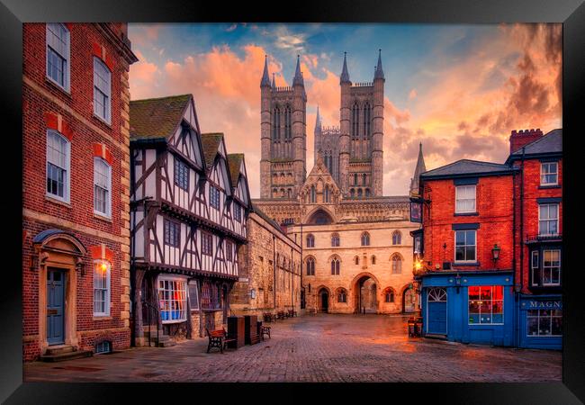 Lincoln Market Square and Cathedral Framed Print by Tim Hill