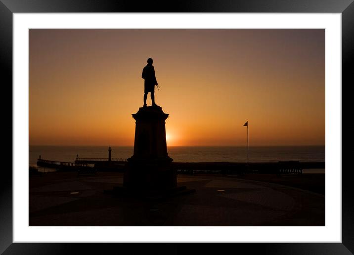 Captain Cook Silhouette: Whitby Sunrise Framed Mounted Print by Tim Hill