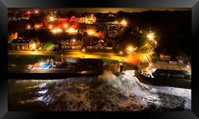 Filey Seafront at Night: Yorkshire coast Framed Print by Tim Hill