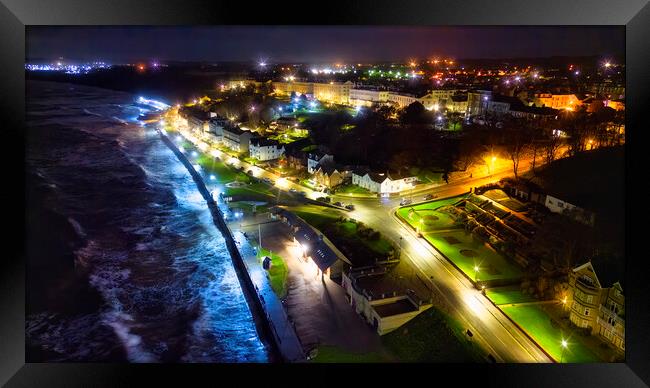  Filey Seafront at Night: Yorkshire coast Framed Print by Tim Hill