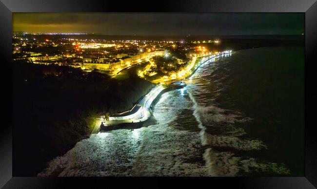  Filey Seafront at Night: Yorkshire coast Framed Print by Tim Hill