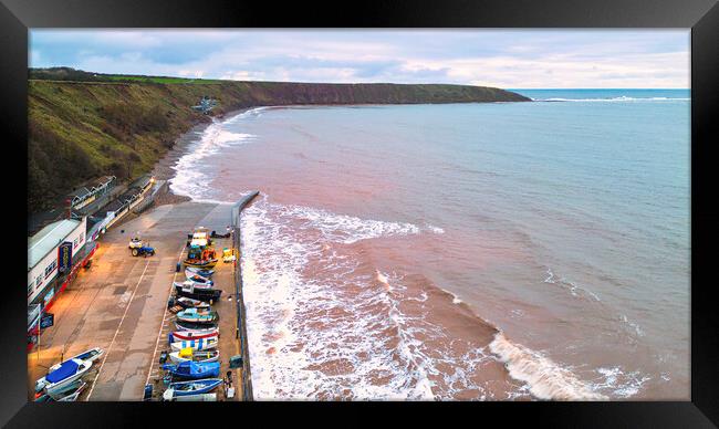 Filey Boat Ramp to Filey Brigg at High Tide Framed Print by Tim Hill