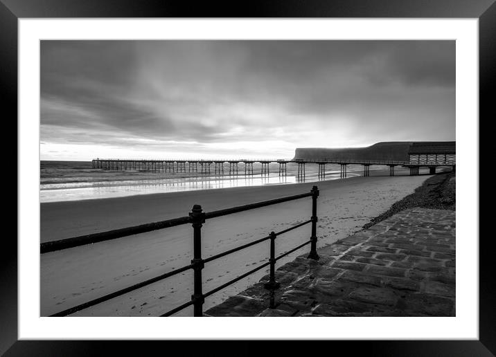 Saltburn Black and White Framed Mounted Print by Tim Hill