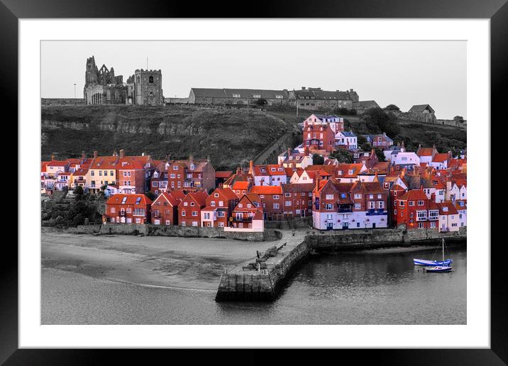 Whitby Selective Colour Framed Mounted Print by Tim Hill