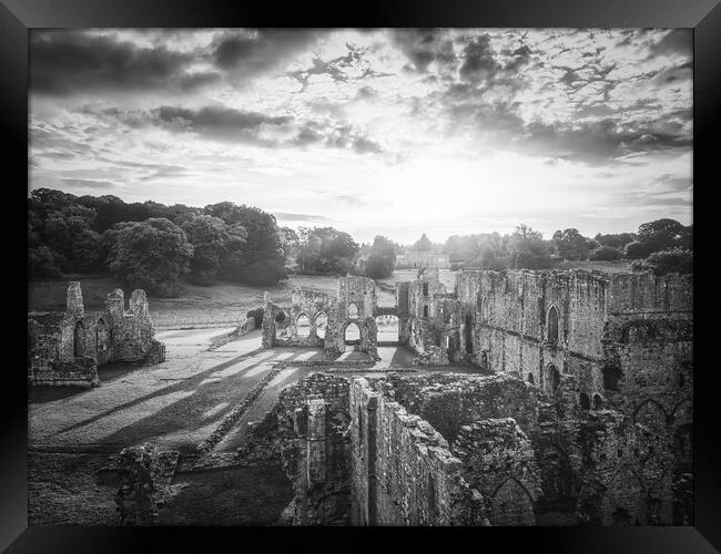 Easby Abbey Black and White Framed Print by Tim Hill