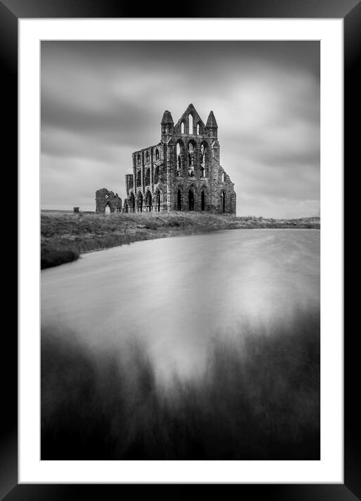 Whitby Abbey Black and White Framed Mounted Print by Tim Hill