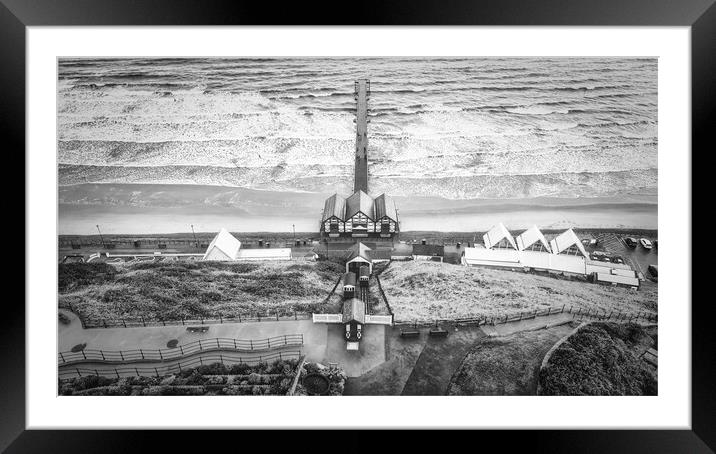 Saltburn Black and White Framed Mounted Print by Tim Hill