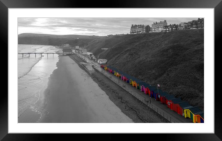 Saltburn Beach Huts Framed Mounted Print by Tim Hill