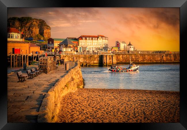 Whitby Fishing Boat at Sunrise Framed Print by Tim Hill
