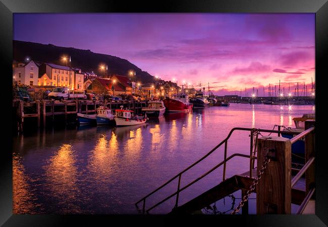 Dawn at Scarborough Harbour Framed Print by Tim Hill