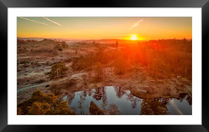 Tarn Hows Sunrise: Lake District Framed Mounted Print by Tim Hill