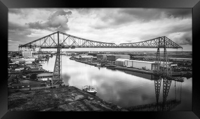 Tees Transporter Bridge Black and White Framed Print by Tim Hill