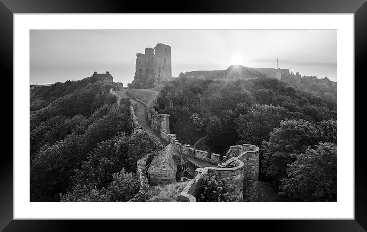 Scarborough Castle Black and White Framed Mounted Print by Tim Hill