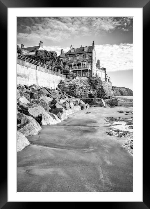 Robin Hood's Bay Black and White Framed Mounted Print by Tim Hill